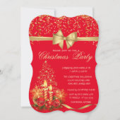 Elegant kerstkaarsen, Tree Red Company Party Kaart (Voorkant)