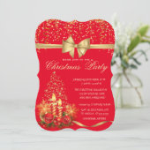 Elegant kerstkaarsen, Tree Red Company Party Kaart (Staand voorkant)