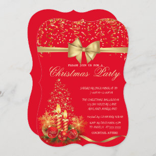 Elegant kerstkaarsen, Tree Red Company Party Kaart