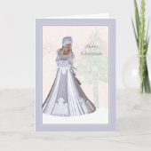 Elegant kerstKaart, Winter Lady Feestdagen Kaart (Voorkant)
