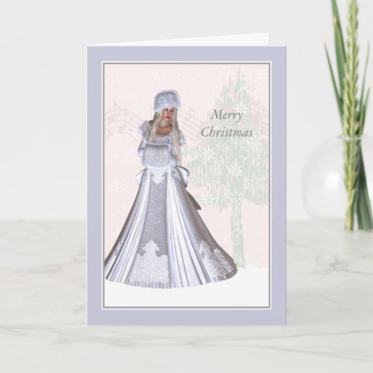 Elegant kerstKaart, Winter Lady Feestdagen Kaart (Voorkant)