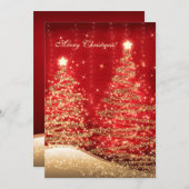 Elegant kerstkaarten Mousserende bomen Rood Feestdagenkaart (Voorkant / Achterkant)