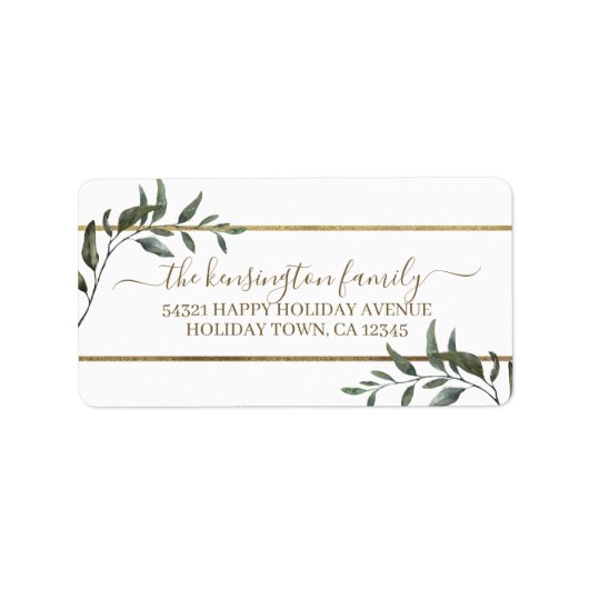 Elegant kerstkantoor Gold Foil Holiday Etiket (Voorkant)