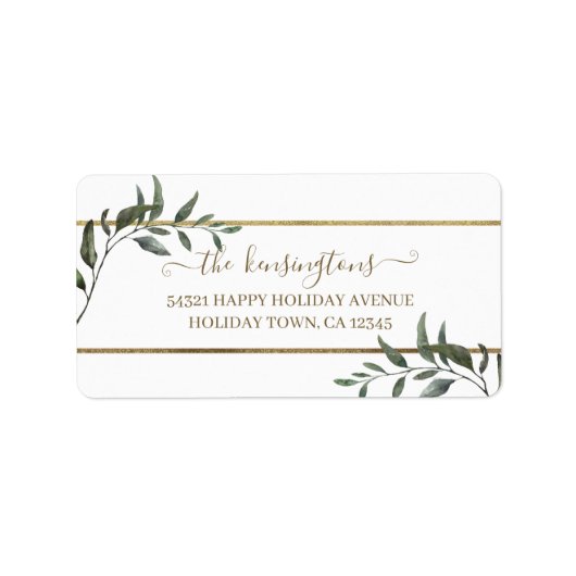 Elegant kerstkantoor Gold Foil Holiday Label (Voorkant)