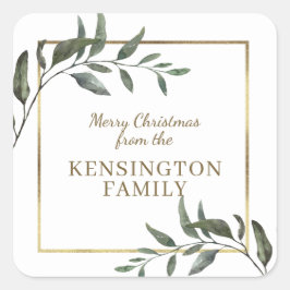 Elegant kerstkantoor Gold Foil Holiday Vierkante Sticker