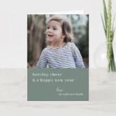 Elegant kerstkheer | Grayish Green Photo Chic Feestdagen Kaart (Voorkant)