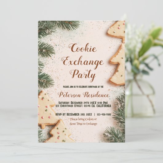 Elegant kerstkoekjesuitwisselingsfeest kaart (Staand voorkant)