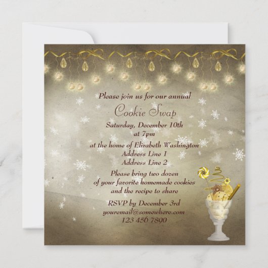 Elegant kerstkoekjeswisselaar kaart (Achterkant)