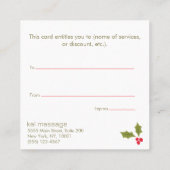 Elegant kerstkrans cadeaubon vierkante visitekaartje (Achterkant)