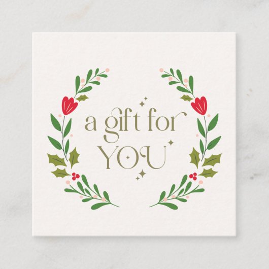 Elegant kerstkrans cadeaubon vierkante visitekaartje (Voorkant)