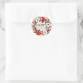  Elegant Kerstkrans Vakantie Adres Ronde Sticker (Tas)