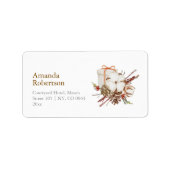 Elegant kerstlabel met katoenen boeket etiket (Voorkant)