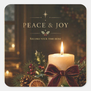 Elegant Kerstlicht Kerstmis, Vrede & Vreugde feest Vierkante Sticker
