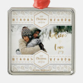 Elegant kerstliefdesfoto metalen ornament (Voorkant)