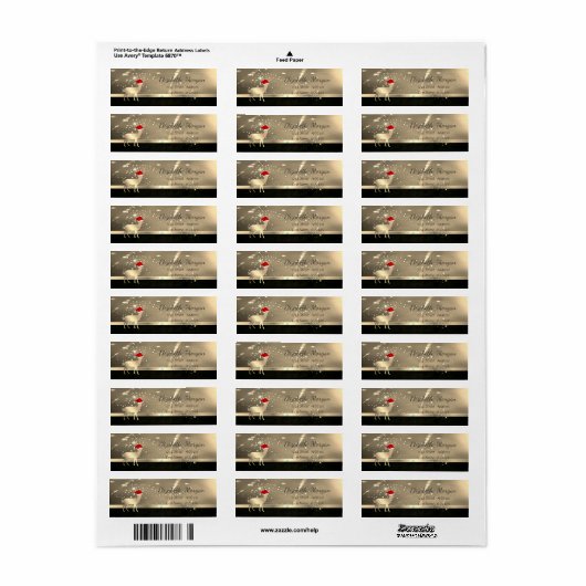 Elegant Kerstman Deer Santa Hat, Faux Gold Etiket (Full Sheet)