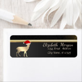 Elegant Kerstman Deer Santa Hat, Faux Gold, zwart Etiket (Insitu)