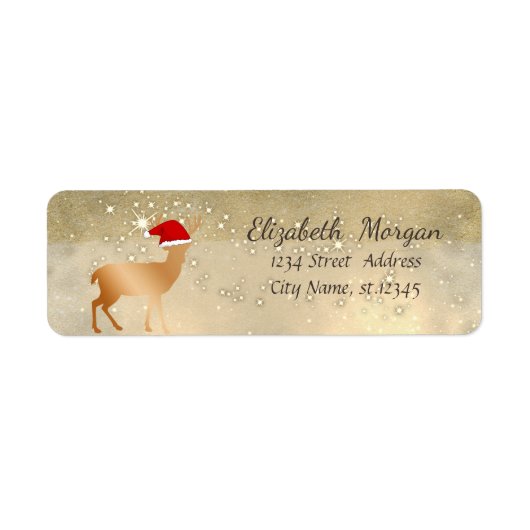Elegant Kerstman Deer Santa Hat, Glittery Etiket (Voorkant)