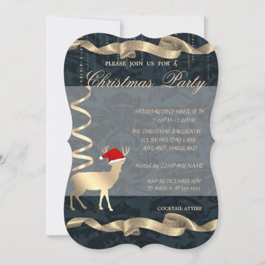 Elegant Kerstman Deer Santa Hat, kerstfeest Kaart (Voorkant)