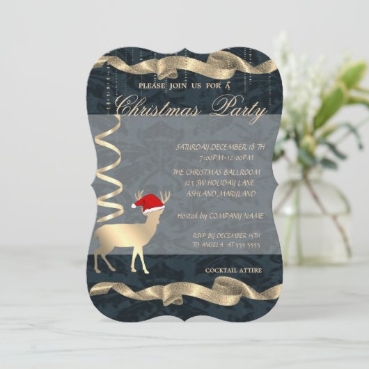 Elegant Kerstman Deer Santa Hat, kerstfeest Kaart (Staand voorkant)