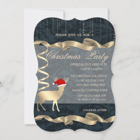 Elegant Kerstman Deer Santa Hat, kerstfeest Kaart (Voorkant)