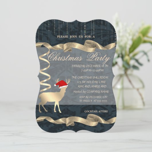 Elegant Kerstman Deer Santa Hat, kerstfeest Kaart (Staand voorkant)