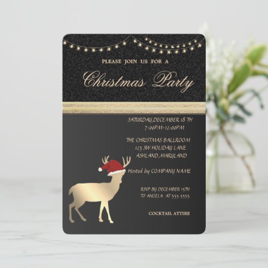 Elegant Kerstman Deer Santa Hat, kerstfeest Kaart (Staand voorkant)