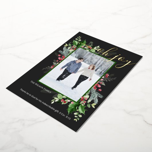 Elegant kerstman Greenery Greeting Folie Kaart (Gedraaid)