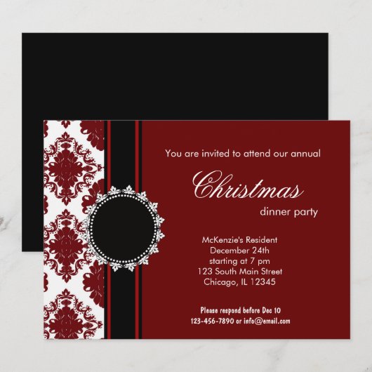 Elegant kerstmasker kaart (Voorkant / Achterkant)