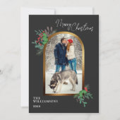 Elegant Kerstmis 1 fotograaf botanisch Feestdagenkaart (Voorkant)