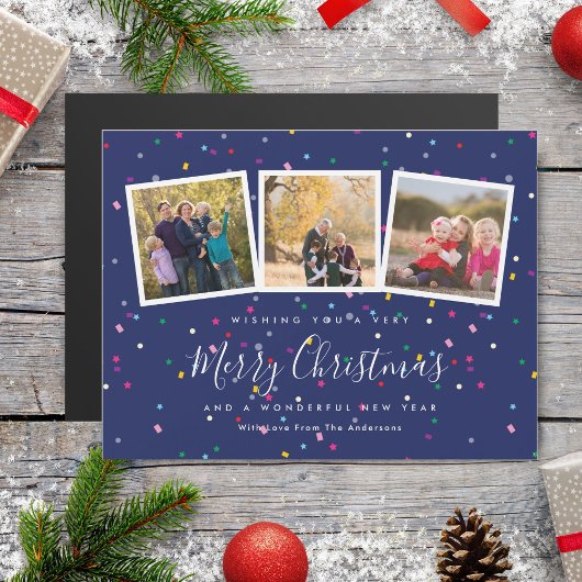 Elegant Kerstmis 3 Foto Collage Holiday Kaart