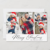 Elegant Kerstmis 5 Foto Collage Modern Greeting Feestdagenkaart (Voorkant)
