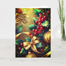Elegant Kerstmis, 5"x 7"Gevouwen Wenskaart Kaart