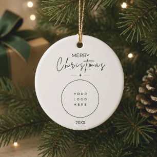 Elegant Kerstmis Aangepast Logo Bedrijfs- Keramisch Ornament
