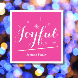 Elegant Kerstmis Aangepast naam Cute Pink Servet