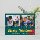 Elegant Kerstmis aangepaste foto  Folie Feestdagenkaart (Staand Voorkant)