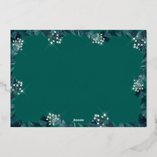 Elegant Kerstmis aangepaste foto  Folie Feestdagenkaart (Achterkant)