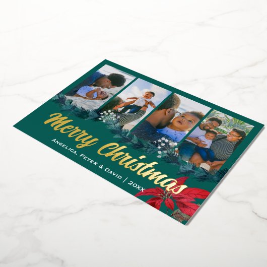 Elegant Kerstmis aangepaste foto  Folie Feestdagenkaart (Gedraaid)