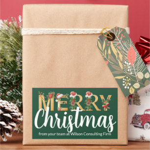 Elegant Kerstmis Aangepaste Groene Bedrijfsfeestje Rechthoekige Sticker