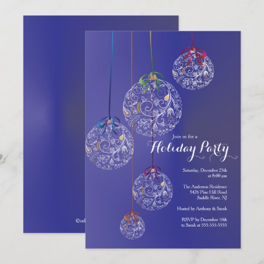 Elegant Kerstmis Balls Holiday Uitnodiging (Voorkant / Achterkant)