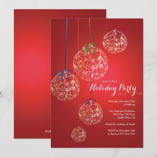 Elegant Kerstmis Balls Holiday Uitnodiging (Voorkant / Achterkant)