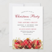 Elegant Kerstmis Baubles Corporate Party Kaart (Voorkant)