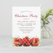 Elegant Kerstmis Baubles Corporate Party Kaart (Staand voorkant)