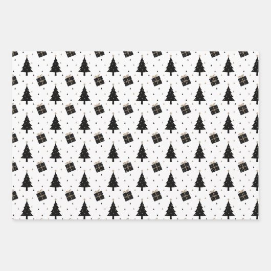 Elegant Kerstmis Black Gold Scandinavian Pattern Inpakpapier Vel (Voorkant 3)
