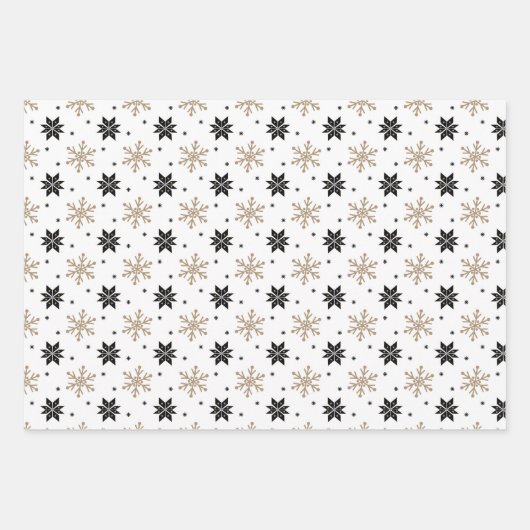 Elegant Kerstmis Black Gold Scandinavian Pattern Inpakpapier Vel (Voorkant 2)
