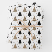 Elegant Kerstmis Black Gold Scandinavian Pattern Inpakpapier Vel (In situ)