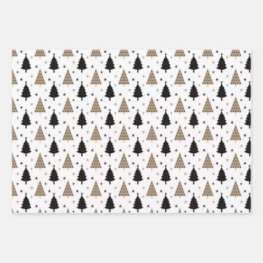 Elegant Kerstmis Black Gold Scandinavian Pattern Inpakpapier Vel (Voorkant)