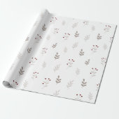Elegant Kerstmis Blad & Bes Inpakpapier (Uitgerold)