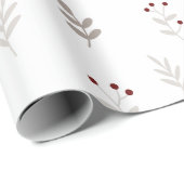 Elegant Kerstmis Blad & Bes Inpakpapier (Rol Hoek)