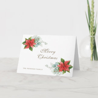 Elegant Kerstmis Bloemige Poinsettia Feestdagen Kaart