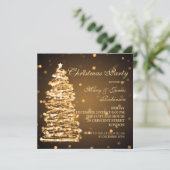 Elegant Kerstmis Bokeh Tree Holiday Party Gold Kaart (Staand voorkant)